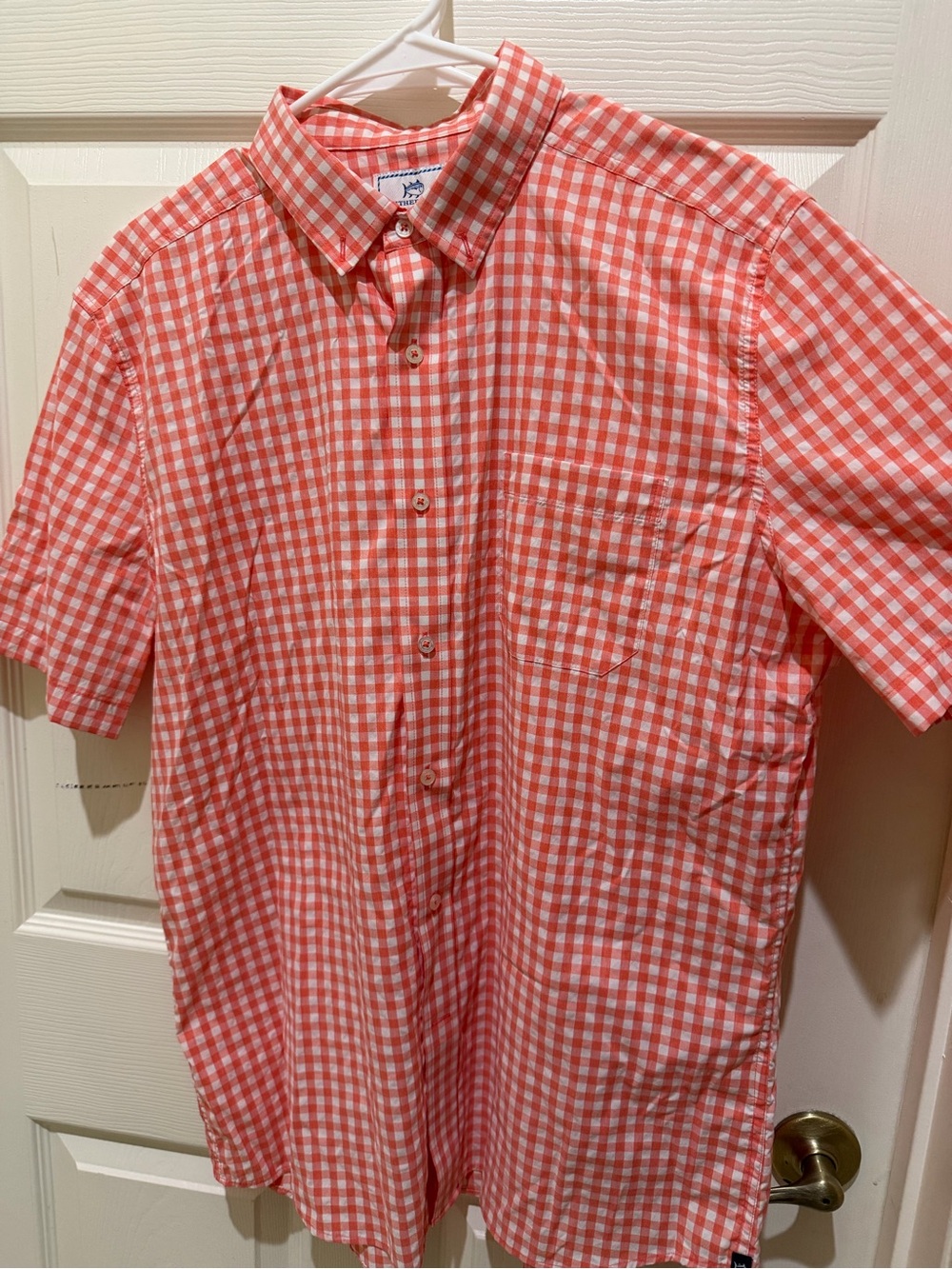 Southern Tide Men's orange plaid Gingham Button-Up Shirt UF Tennessee Gameday